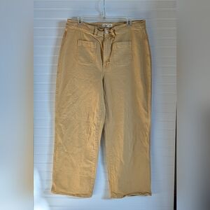 Madewell The Perfect Vintage Wide-Leg Crop Pants, mustard color, Sz 32